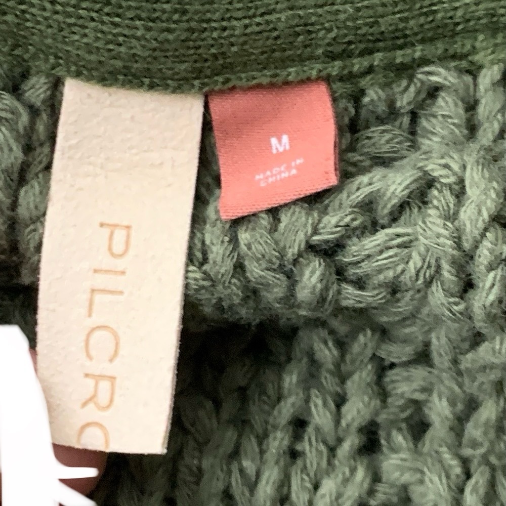 Anthropologie Green Knit Button-Down Top - Picture 9 of 11